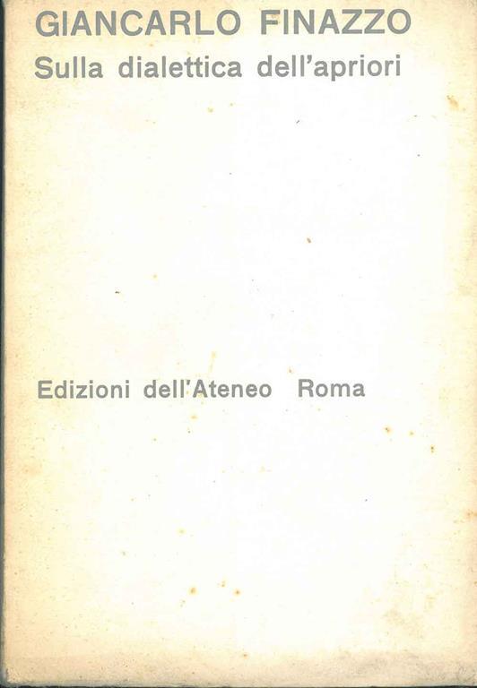 Sulla dialettica dell'apriori - Giancarlo Finazzo - copertina