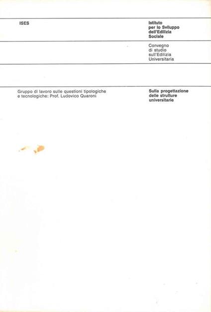 Sulla progettazione delle strutture universitarie. Ises - Ludovico Quaroni - copertina