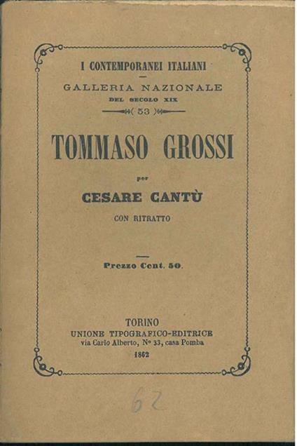 Tommaso Grossi - Cesare Cantù - copertina