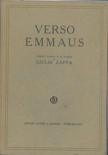 Verso Emmaus. Scritti d'arte e di storia - Gino Zappa - copertina