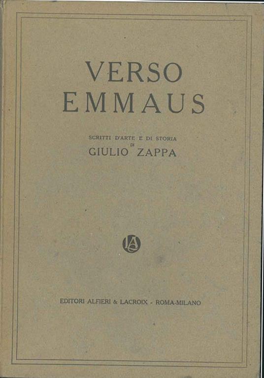 Verso Emmaus. Scritti d'arte e di storia - Gino Zappa - copertina