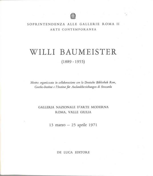 Willi Baumeister (1889-1955) - Palma Bucarelli - copertina