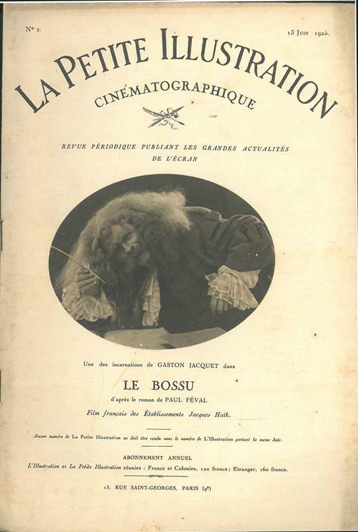 Le bossu. La Petite Illustration Cinématographique n° 2 1925 - copertina