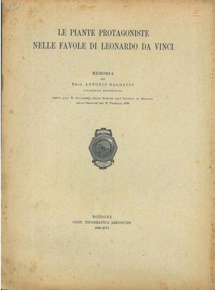 Le piante protagoniste nelle favole di Leonardo da Vinci - Antonio Baldacci - copertina