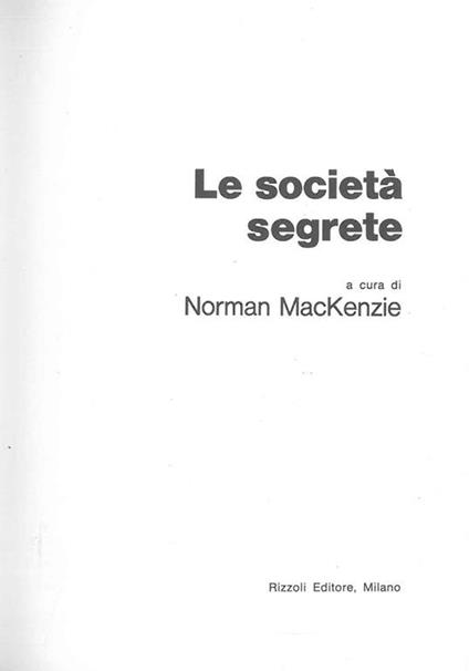 Le società segrete - Norman MacKenzie - copertina