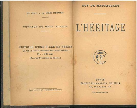 L' héritage - Guy de Maupassant - copertina