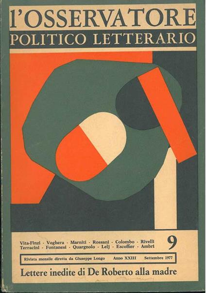 L' osservatore politico letterario. Rivista mensile diretta da Giuseppe Longo. 1977/9. In evidenza: Lettere inedite di De Roberto alla madre - copertina