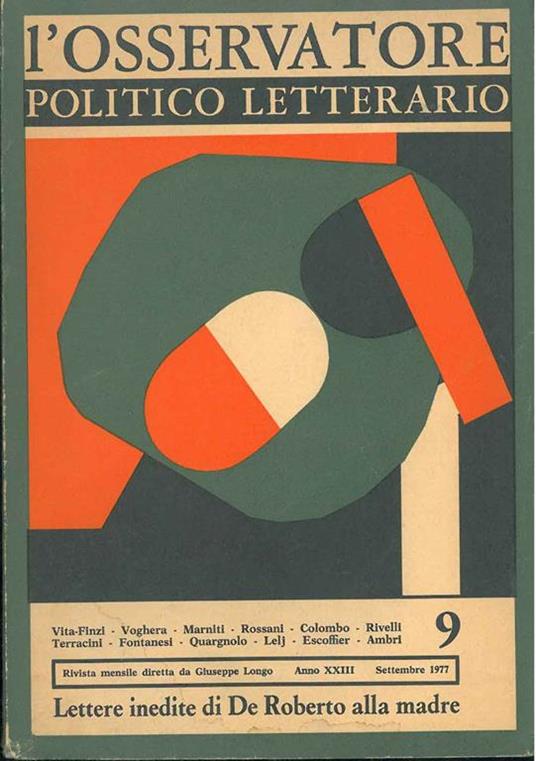 L' osservatore politico letterario. Rivista mensile diretta da Giuseppe Longo. 1977/9. In evidenza: Lettere inedite di De Roberto alla madre - copertina