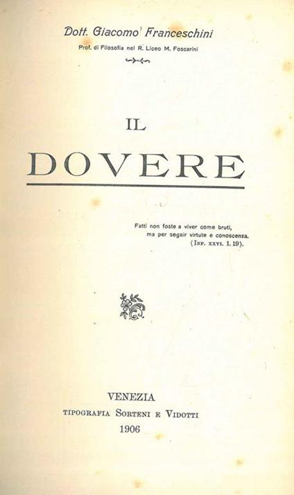 Il dovere - Giovanni Franceschini - copertina