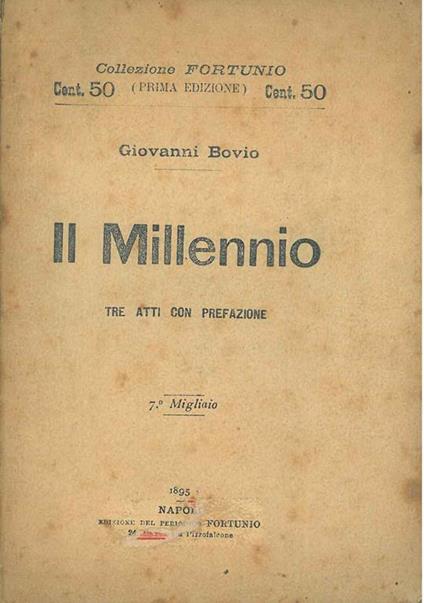 Il Millennio. Tre atti con prefazione - Giovanni Bovio - copertina