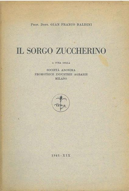 Il sorgo zuccherino - Gabriele Baldini - copertina