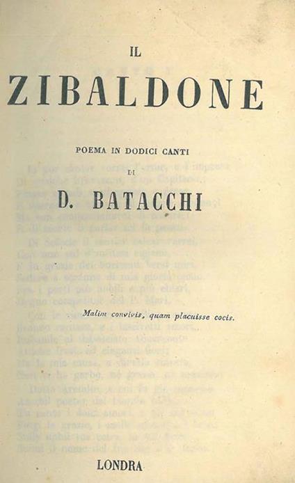 Il zibaldone. Poema in dodici canti - Domenico Batacchi - copertina