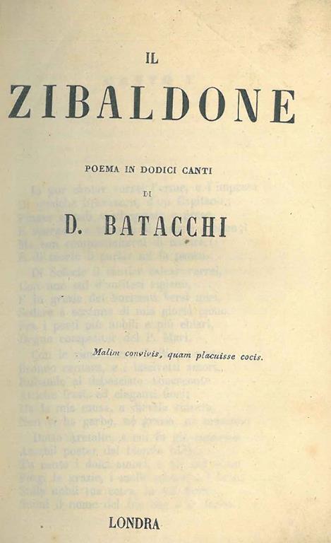 Il zibaldone. Poema in dodici canti - Domenico Batacchi - copertina