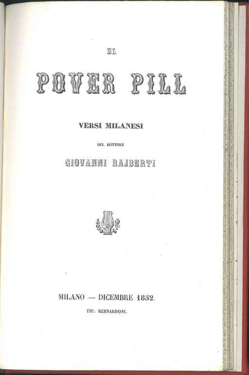 El pover Pill. Versi milanesi del dottore Giovanni Rajberti - Giovanni Rajberti - copertina