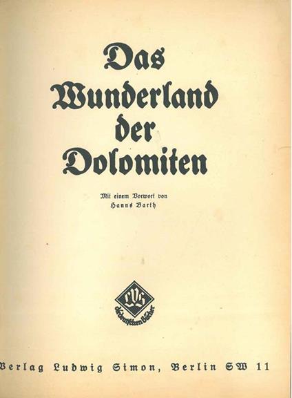 Das Wunderland der Dolomiten - hans Barth - copertina