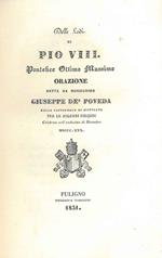 Delle lodi di Pio VII. Pontefice Ottimo Massimo