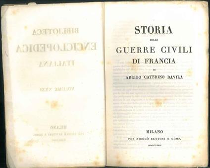 Storia delle guerre civili di Francia - Arrigo C. Davila - copertina
