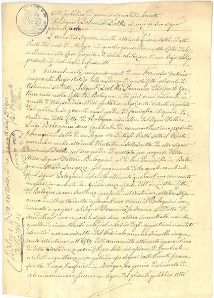 Firma autografa su una certificazione di verità: " Certifichiamo vera la qui retro-scritta firma dell'Ill.mo Sig. Spinelli Segretario della Nunziatura Pontificia residente in Torino" - copertina