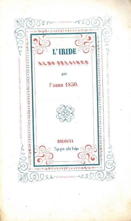 L' Iride. Albo felsineo per l'anno 1850 - copertina