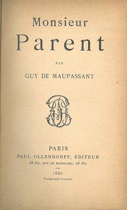 Monsieur Parent - Guy de Maupassant - copertina