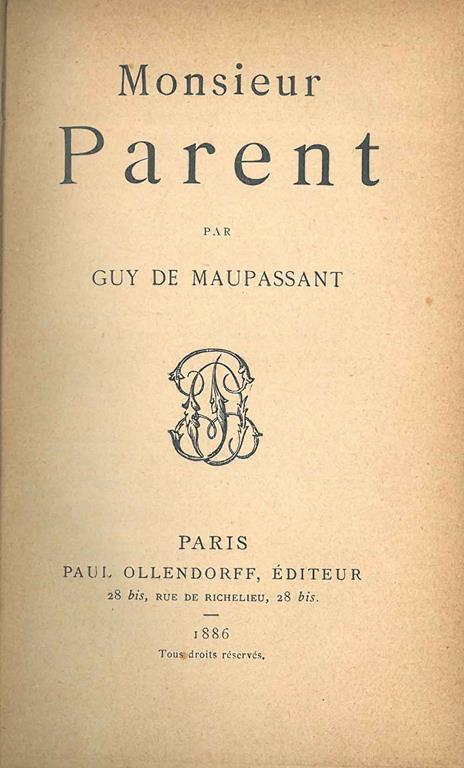 Monsieur Parent - Guy de Maupassant - copertina