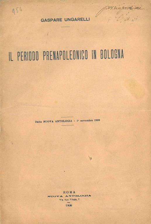 Il periodo prenapoleonico in Bologna. Estratto - Gaspare Ungarelli - copertina