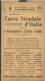 Nuova carta stradale d'Italia, speciale per automobilisti, ciclisti, turisti. Scala 1:250000. Foglio 6, contiene: Piemonte - Monferrato - Lomellina - Emilia - Varallo - Biella - Ivrea - Vercelli - Novara - Mortara - Casale Monferrato Asti - Alessandr