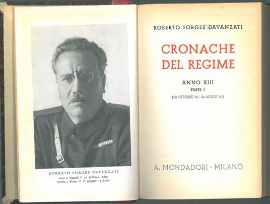 Cronache del regime. Anno III, parte prima (29 ottobre '34- 24 aprile '35) - Roberto Forges Davanzati - copertina