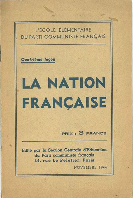 Quatriéme Leçon. La nation française - copertina