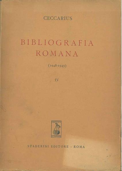 Bibliografia romana. (1948-1949) - Ceccarius - copertina