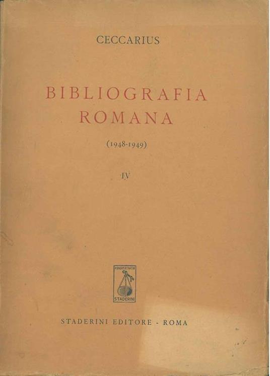 Bibliografia romana. (1948-1949) - Ceccarius - copertina