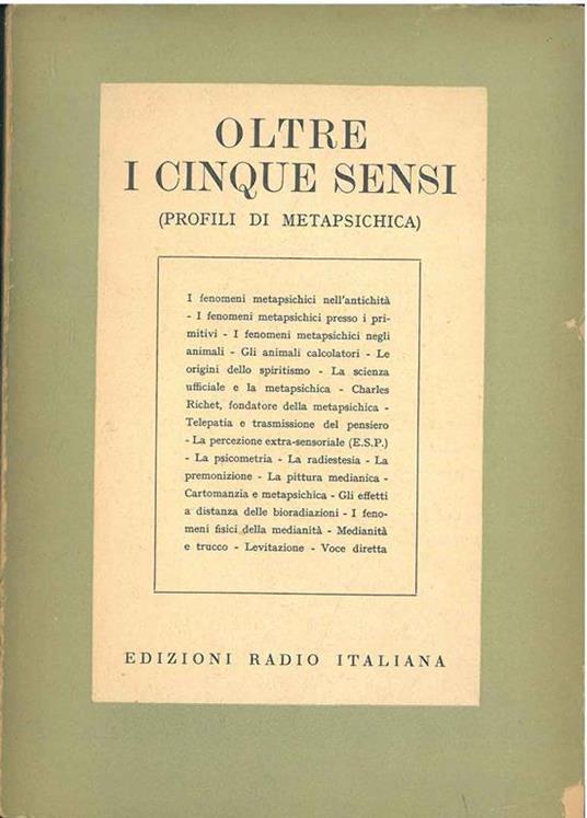 Oltre i cinque sensi: (profili di metapsichica) - copertina