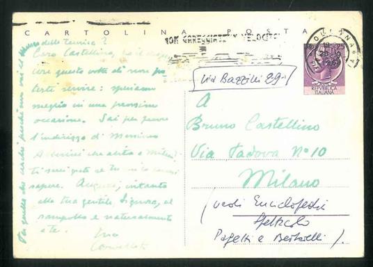 Cartolina postale inviata a Bruno Castellini - Alessandro Cervellati - copertina