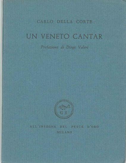 Un veneto cantar - Carlo Della Corte - copertina