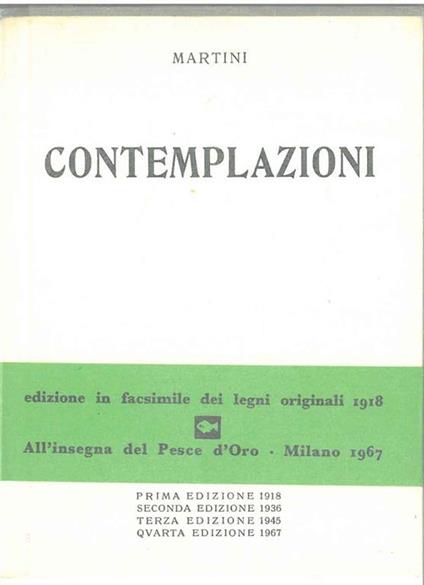 Contemplazioni. Edizione in facsimile dei legni originali 1918 - Martini - copertina