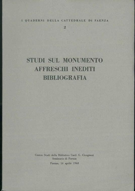 Studi sul monumento, affreschi inediti. Bibliografia - copertina