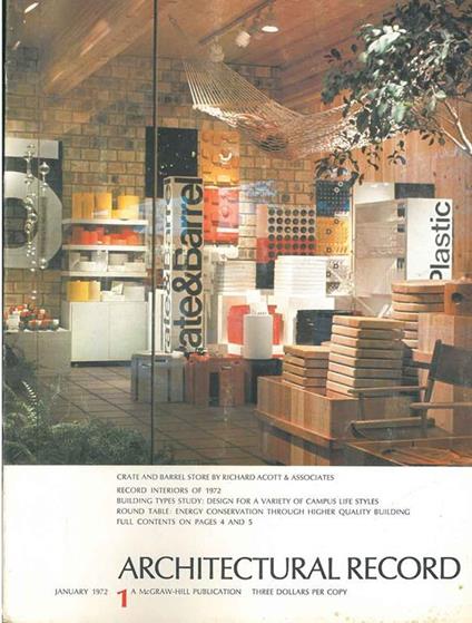Architectural Record, n. 1, January 1972. Building Types study: College buildings - Design for a variety of Campus life styles - copertina