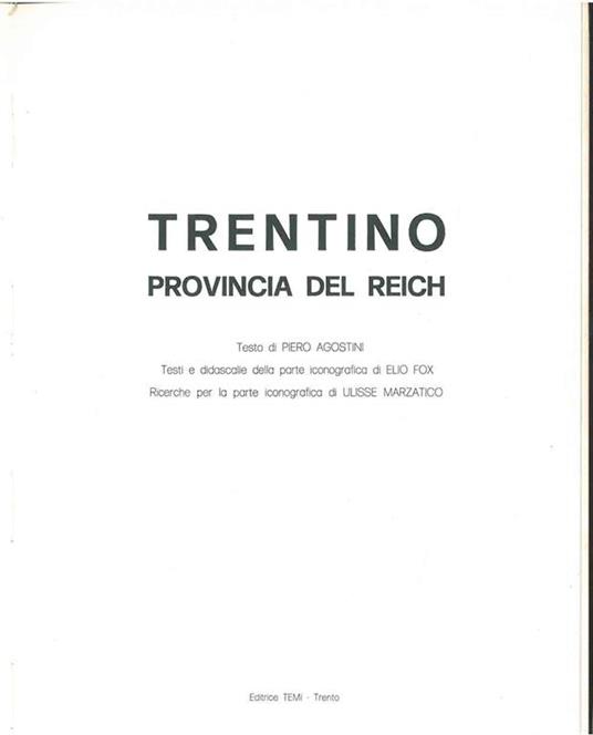 Trentino Provincia del Reich - Piero Agostini - copertina