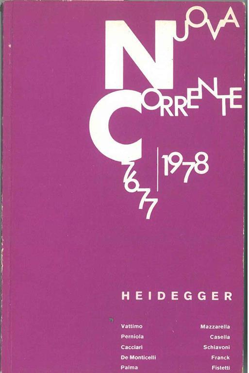 Nuova Corrente 76-77, anno 1978. Heidegger - Gianni Vattimo - copertina