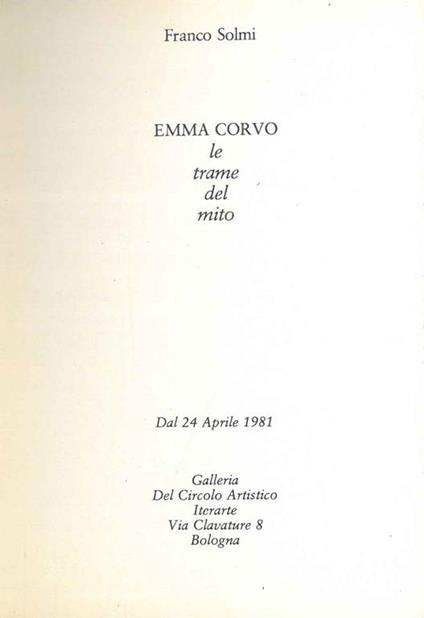 Emma Corvo, le trame del mito - Franco Solmi - copertina