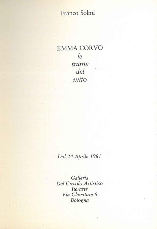 Emma Corvo, le trame del mito - Franco Solmi - copertina