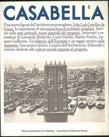 Casabella. Rivista internazionale di architettura. International architectural review. N. 589, anno LVI, aprile 1992. Direttore: V. Gregotti - copertina