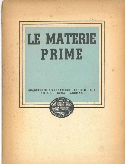 Le materie prime - copertina