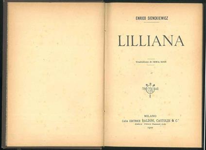 Lilliana. Traduzione di Irma Rios - Henryk Sienckiewicz - copertina