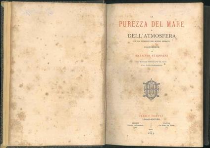 La purezza del mare e dell'atmosfera fin dai primordi del mondo animato. Conferenze - Antonio Stoppani - copertina