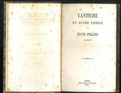Cantiche e altre poesie - Silvio Pellico - copertina