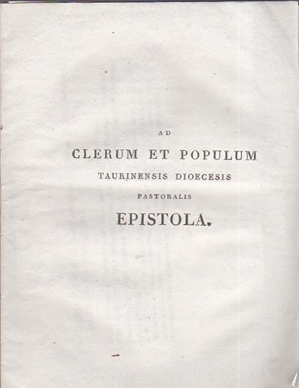 Ad Clerum et Populum Taurinensis Dioecesis Pastoralis Epistola - Colombano Chiaveroti - copertina