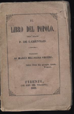 Il Libro del Popolo. Versione di Marco Malagoli Vecchj - Félicité de Lamennais - copertina