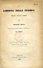 La libertà della stampa negli Stati Sardi. Estratto dalla Rivista Italiana, Nuova Serie, Dispensa del mese di ottobre 1850