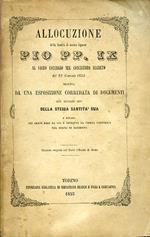 Allocuzione al Sacro Collegio del Concistoro Segreto del 22 Gennaio 1855 seguita da una esposizione corredata di documenti sulle incessanti cure della stessa Santità Sua a riparo dei gravi mali da cui é afflitta la Chiesa Cattolica nel Regno di Sardegna.